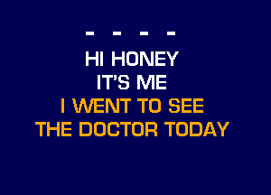 HI HONEY
IT'S ME

I WENT TO SEE
THE DOCTOR TODAY