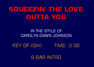IN THE STYLE OF
CAROLYN DAWN JOHNSON

KEY OF (Gm) TIMEi 338

8 BAR INTRO