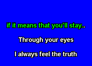 if it means that you, stay..

Through your eyes

I always feel the truth