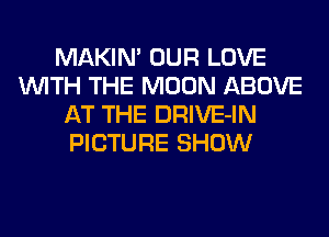 MAKIN' OUR LOVE
WITH THE MOON ABOVE
AT THE DRIVE-IN
PICTURE SHOW