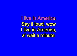 I live in America
Say it loud, wow

I live in America,
a' wait a minute