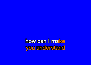 how can I make
you understand