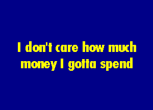 I don'l care how much

moneyl gollu spend