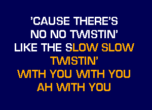 'CAUSE THERE'S
N0 N0 TUVISTIM
LIKE THE SLOW SLOW
TUVISTIM
WITH YOU WITH YOU
AH WITH YOU