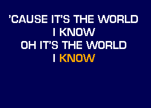'CAUSE ITS THE WORLD
I KNOW
0H IT'S THE WORLD

I KNOW