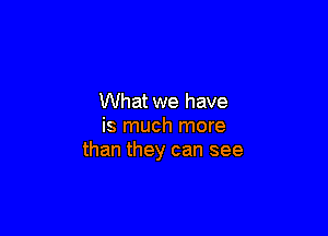 What we have

is much more
than they can see