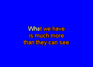 What we have

is much more
than they can see