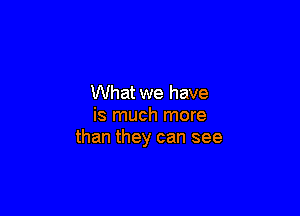 What we have

is much more
than they can see