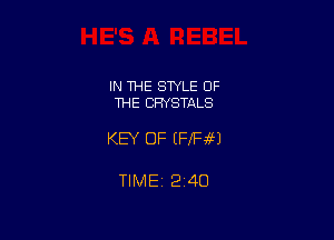 IN THE STYLE OF
THE CRYSTALS

KEY OF (FIB?)

TIMEi 240