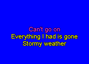 Can't go on

Everything I had is gone
Stormy weather