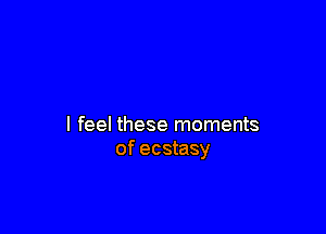 I feel these moments
of ecstasy