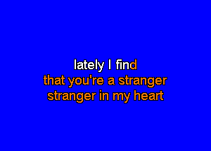 lately I fmd

that you're a stranger
stranger in my heart