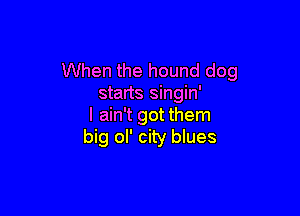 When the hound dog
starts singin'

I ain't gotthem
big ol' city blues