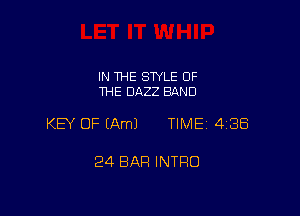 IN THE STYLE OF
THE DAZZ BAND

KEY OF (Am) TIME 4188

24 BAR INTRO