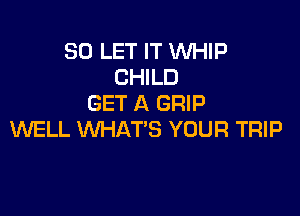 SD LET IT WHIP
CHILD
GET A GRIP

WELL WHAT'S YOUR TRIP