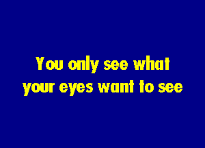 You only see what

your eyes wont to see