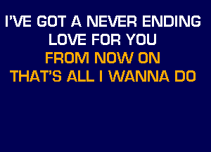 I'VE GOT A NEVER ENDING
LOVE FOR YOU
FROM NOW ON

THAT'S ALL I WANNA DO