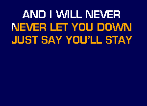 AND I WILL NEVER
NEVER LET YOU DOWN
JUST SAY YOU'LL STAY