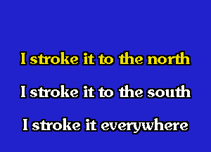 I stroke it to the north
I stroke it to the south

I stroke it everywhere