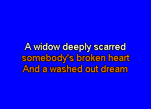 A widow deeply scarred

somebody's broken heart
And a washed out dream