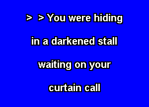 You were hiding

in a darkened stall
waiting on your

curtain call