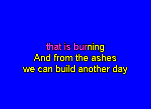 We're part of the fire
that is burning

And from the ashes
we can build another day