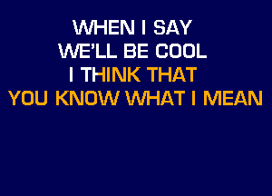 WHEN I SAY
WE'LL BE COOL
I THINK THAT

YOU KNOW WHAT I MEAN