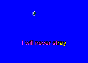 I will never stray