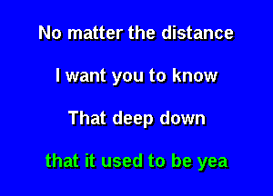 No matter the distance
I want you to know

That deep down

that it used to be yea