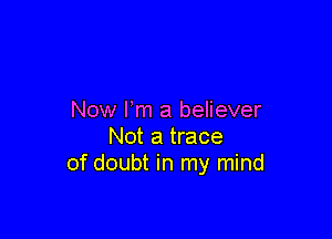 Now Fm a believer

Not a trace
of doubt in my mind