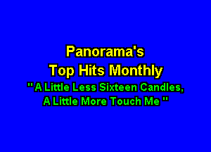 Panorama's
Top Hits Monthly

A Little Less Sixteen Candles,
A Little More Touch Me 
