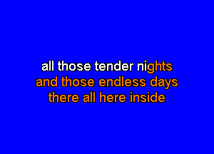 all those tender nights

and those endless days
there all here inside