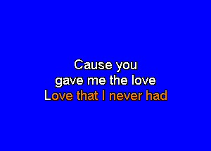 Cause you

gave me the love
Love that I never had