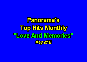 Panorama's
Top Hits Monthly

Love And Memories
Key ofE