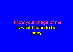 I know your image of me

is what I hope to be
baby