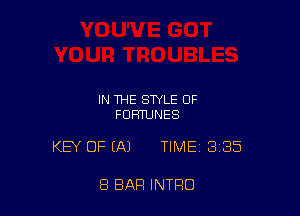 IN THE STYLE OF
FUHTUNES

KEY OF (A) TIME 3135

8 BAR INTRO