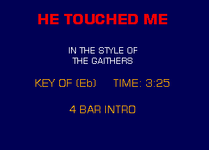 IN THE SWLE OF
THE GAITHEHS

KEY OF EEbJ TIME13125

4 BAR INTRO