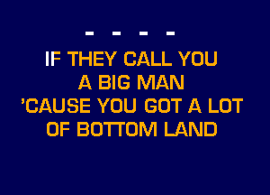IF THEY CALL YOU
A BIG MAN

'CAUSE YOU GOT A LOT
OF BOTTOM LAND