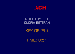 IN THE STYLE OF
GLORIA ESTEFAN

KEY OF (Eb)

TIME 1351