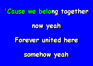'Cause we belong together-

now yeah
Forever united here

somehow yeah