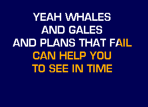 YEAH VVl-IALES
AND GALES
AND PLANS THAT FAIL
CAN HELP YOU
TO SEE IN TIME