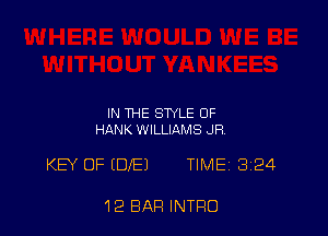 IN THE STYLE OF
HANK WILLIAMS JR

KEY OF (DE) TIME 324

12 BAR INTRO