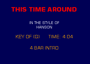 IN THE STYLE 0F
HANSON

KEY OF ((31 TIME 4104

4 BAR INTRO