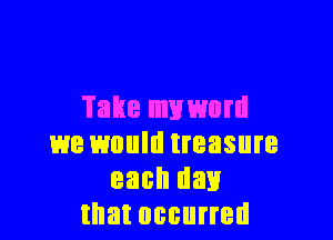 Take my word

we would treasure
each day
that occurred