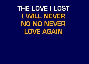 THE LOVE I LOST
I VUILL NEVER
N0 N0 NEVER

LOVE AGAIN