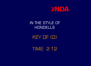 IN THE SWLE OF
HDNDELLS

KEY OF (DJ

TIME 2112