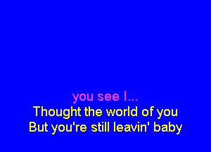 you see I...
Thought the world of you
But you're still leavin' baby