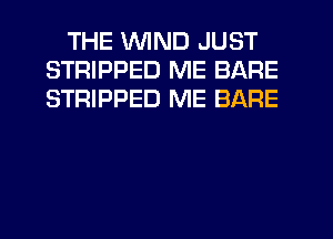 THE WIND JUST
STRIPPED ME BARE
STRIPPED ME BARE