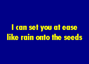 I can set you (ll ease

like rain onto the seeds