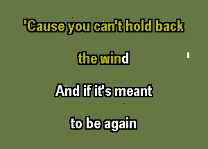 'Cause you can't hold back

the wind '
And if it's meant

to be again
